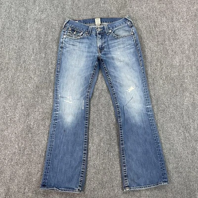 Pantalones de mezclilla True Religion Billy para hombre 34 azules hechos en EE. UU. corte bootcut desgastado Foto 1 de 4