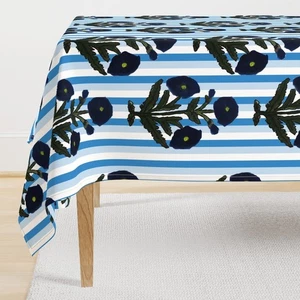 Marineblaue Ringelblume Streifen Block Indisch Bedruckte Tischdecke - Bild 1 von 4