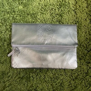 Victoria's Secret Angel Silver Metallic Clutch Hand Fold Over Makeup Bag - Picture 1 of 8