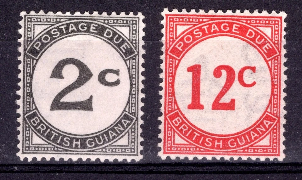 British Guiana 1940 sg D2 D4 2c and 12c postage due ord paper cat £66 - Image 1 of 1