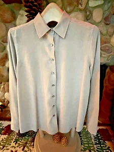 Camicia donna ORVIS 100% seta GRIGIO TORTORA manica lunga colletto TG M (10-12) USATA IN OTTIME CONDIZIONI - Foto 1 di 12