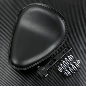 Universal Black Solo Driver Seat Chrome Mouring Kit Fit For Harley Yamaha Bobber - Picture 1 of 11