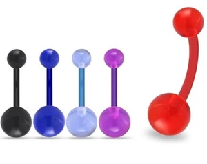 5pcs Plastic Belly Bar Metal Free Bio Flex Non Allergenic Body Piercing Bar UK - Picture 1 of 8