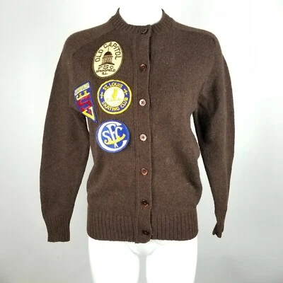 Vintage Bemidji Woolen Mills Women's 38 Cardigan Sweater Ice Skating Patch New - Image 1 of 4