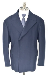 $6690 NWT KITON KNT Blue 14 Micron Wool Double Breasted Over Coat 44 (EU 54) XL - Picture 1 of 9