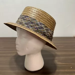 Sombrero de paja de coco genuino Brooks Brothers talla 7 1/4 vintage - Imagen 1 de 8