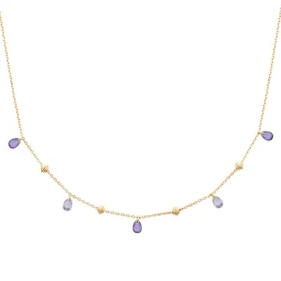 Collana In Oro Placcato 18 Carati, Ciondoli E Pendenti In Cristallo, Etno - Immagine 1 di 3