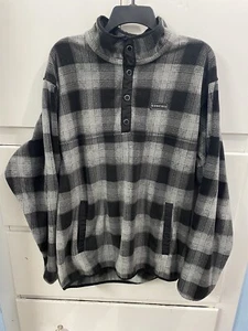 Cinch Polar Fleece Pullover Herren XL schwarz kariert Druckknopf - Bild 1 von 5