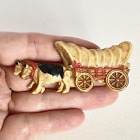 c1940 Celluloid Oxen Pulling Covered Wagon Hook Back Latch Vintage Brooch 3in
