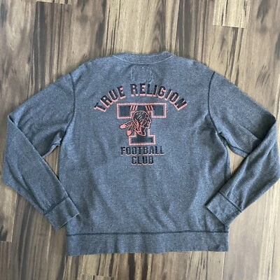 True Religion Cárdigan Suéter Unisex XL Gris Letterman Sudadera Universitaria Foto 1 de 4