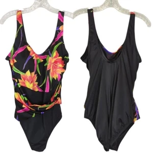 St. John's Bay one piece floral colorful Women's Swimsuit size 18 - Picture 1 of 14
