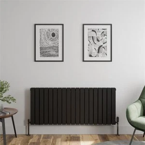 Radiador horizontal de diseño de doble panel plano - 600 x 1444 mm negro 38 tubos - Imagen 1 de 8