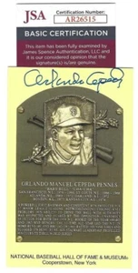 Autographed ORLANDO CEPEDA Hall of Fame Gold Plaque Post Card With JSA COA - Picture 1 of 1
