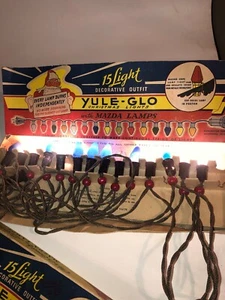 Vintage YULE-GLO 15 Light Christmas Holiday Set in Original Box Old Multi Color - Picture 1 of 9