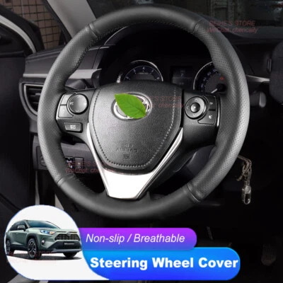 Hágalo usted mismo Cubierta de volante de auto de cuero de microfibra personalizada para Toyota Corolla / RAV4 Foto 1 de 4