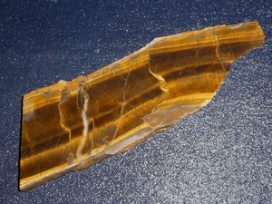 Losa de ojo de tigre abigarrada de oro azul - 6 1/2 "x 2 1/4" --áspera para cabbing - Imagen 1 de 3