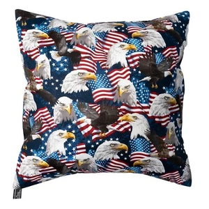 Eagle American Flag USA Designer Cushion Cover Case fits 18"x18" Cotton - Picture 1 of 2