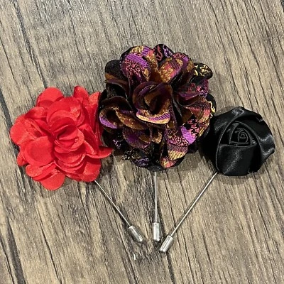 3 Pieces Lapel Pin Set Men Suit Fabric Brooches - Image 1 of 4