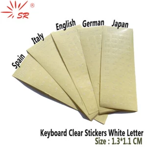 SR Clear Smooth Keyboard Stickers Letter 6 Language Russian German Spain Italy E - Afbeelding 1 van 18