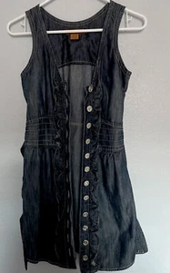 Arden B Denim Dress Women's size S Jean Waistcoat Button Up Sleeveless Belted - Picture 1 of 12