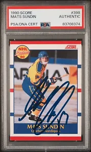 MATS SUNDIN SIGNED 1990 SCORE HOCKEY AUTHENTIC AUTOGRAPHED ROOKIE CARD PSA/DNA - Picture 1 of 2
