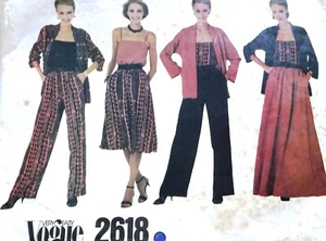 Vogue 2618 pattern 80s ensemble size 12 jacket camisole skirt palazzo pants - Picture 1 of 2