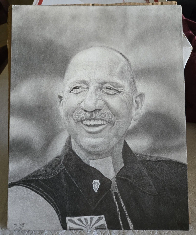 Retrato original dibujado a mano de Sonny Barger - Arte a lápiz - ¡Único en su clase! Foto 1 de 1