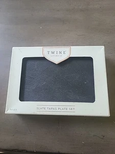 Twine Living Co Slate Plates Tapas Charcuterie Kitchen Gifts set of 4@ 6.5"x4.5" - Picture 1 of 6