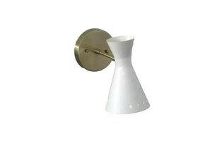 1950s Mid-Century Brass Italian Diabolo Wall Sconce Light Fixture - Picture 1 of 4