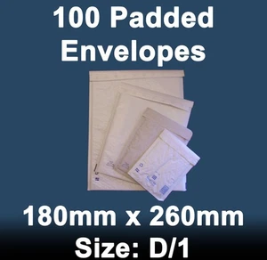 SOBRES ACOLCHADOS BURBUJAS BLANCAS GENUINAS BOLSAS PARA SOBRES D1 180 x 260 mm PLUMA POSTE - Imagen 1 de 1