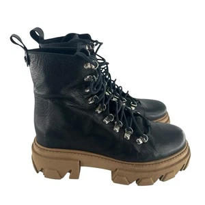 Sam Edelman Combat Boots Black Leather Lace Up Chunky Rubber Sole - Picture 1 of 20