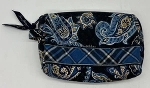 Estuche cosmético maquillaje Vera Bradley Windsor azul marino con cremallera forrado en PVC en muy buena condición - Imagen 1 de 12