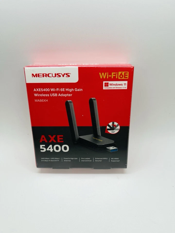 MERCUSYS MA86XH AXE5400Mbps Wi-Fi 6E High-Gain USB WiFi Adapter for PC! Gaming! - Image 1 of 4