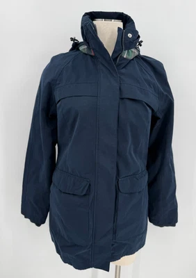 Pendleton Womens Navy Lined Hidden Hood Rain Coat Size Medium Tartan Classic - Image 1 of 4
