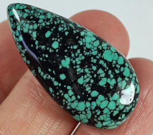 37.5Ct Natural Spiderweb Turquoise Cab Old Stock YKMpA679 - Imagen 1 de 3
