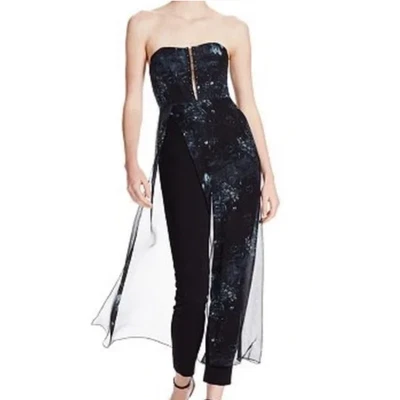 Haute Hippie Black Strapless Jumpsuit Size 8 Silk Chiffon Bustier Designer Y2K - Image 1 of 4