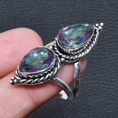Mystic Rainbow Topaz Handmade Jewelry Ring US Size 8.5 w707 - Image 1 of 3