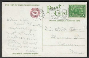 Pan-Pacific Exposition 1c on postcard expo MODEL POST OFFICE 1915 postmark #397 - Picture 1 of 3