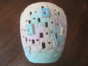 SOUTHWEST STYLE PASTEL 6" TALL CERAMIC/CLAY VASE-PUEBLOS & CACTUS-UNSIGNED - Picture 1 of 10