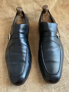 Gucci 132505 Mens Black Leather Slip on Loafers Size US 11.5 || EU 44.5 E - Picture 1 of 12