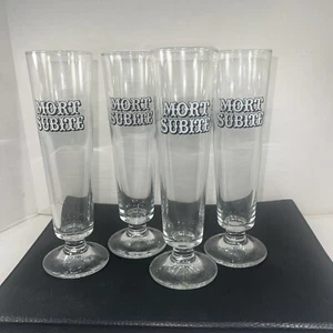 Vintage Mort Subite (plötzlicher Tod) belgische Brauerei seltenes Pilsner Bierglas - Bild 1 von 4