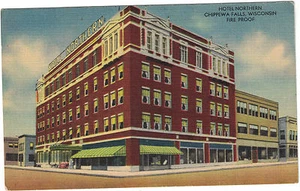 Real Photo Postcard RPPC - Hotel Northern, Chippewa Falls, Wisconsin - unposted - Picture 1 of 2