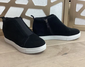 Blondo Womens Sneakers High Top Wedge Black Suede leather Waterproof boot 6 M - Picture 1 of 11