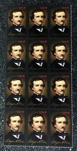 US2009 #4377 42c Edgar Allan Poe Author - Block of 12 From Sheet Mint - Picture 1 of 1