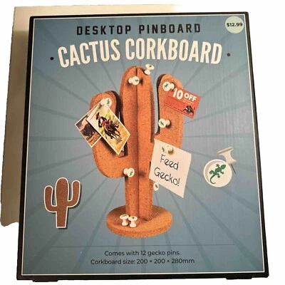 Desktop Pinboard Cactus Bulletin Board CorkBoard Notes Holder Cork NEW IN BOX! - Image 1 of 2