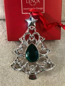 Lenox ornamento natalizio placcato argento verde gioiello al centro albero di natale CH5441 - Foto 1 di 4