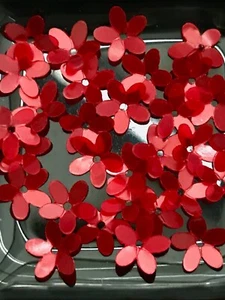 Sequins 10mm Red Ruby Red Pearl Flower Cup 3/8in Soft Gloss x 100 DIY - Picture 1 of 1