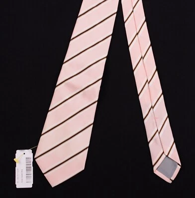 Corbata Kiton Napoli Millennial Rubor Rosa Tejida Marfil Marrón Rayas 100% Seda Foto 1 de 4