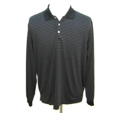 Camiseta polo atlética manga larga a rayas negras para hombre BOLLE GOLF (talla grande) Foto 1 de 4