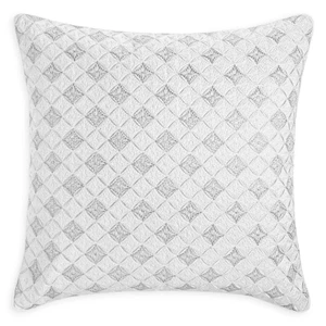 Hudson Park Collection White Lattice Textured EURO Pillow Sham Bedding 26X26 - Picture 1 of 8